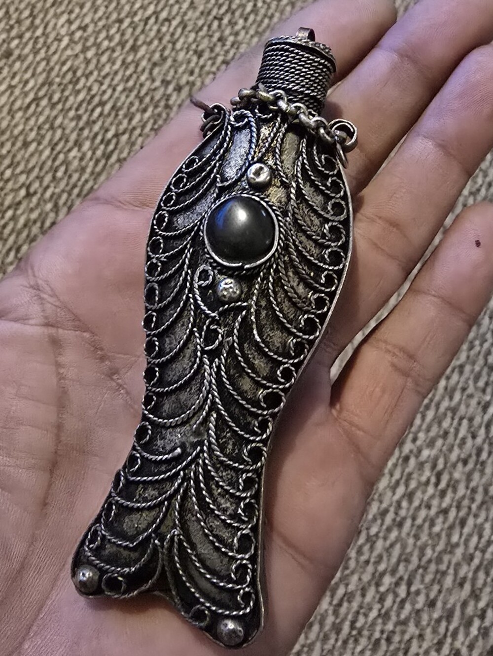 Vintage, 1970's, Silver Plated Fish Shaped Perfume Bottle D